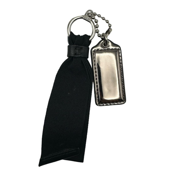 COACH Metallic Silver and Black Hangtag Bag Charm - Picture 2 of 4